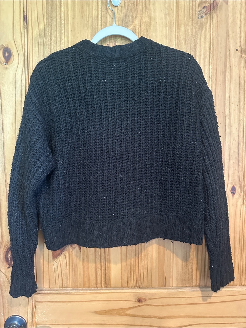 American Eagle Outfitters Black Chunky Knit Crewneck Sweater - Picture 3 of 7